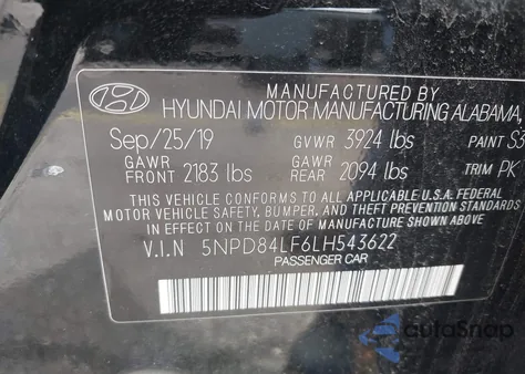 2020 Hyundai Elantra Sel from USA, damaged, VIN 5NPD84LF6LH543622